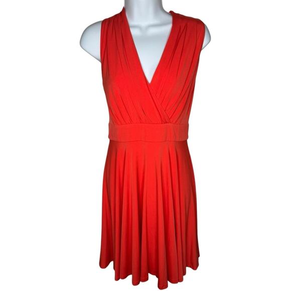 Jessica Simpson Dress 10 Red A Line Sleeveless Plunge V Neck Midi - Picture 1 of 16